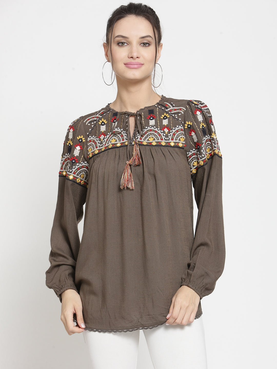 Multi embroidery top