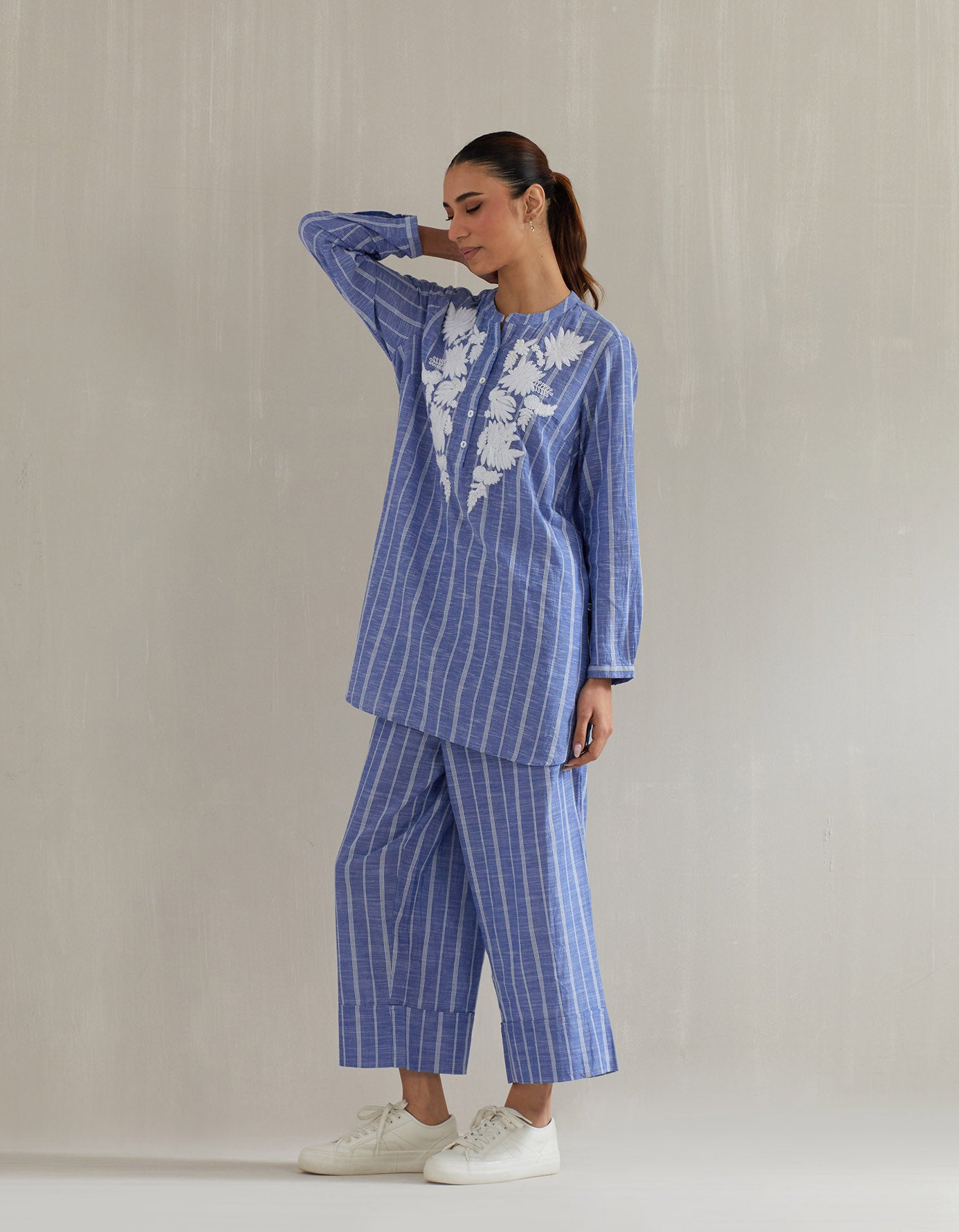 Blues and Pink Stripe Tunic with Pant