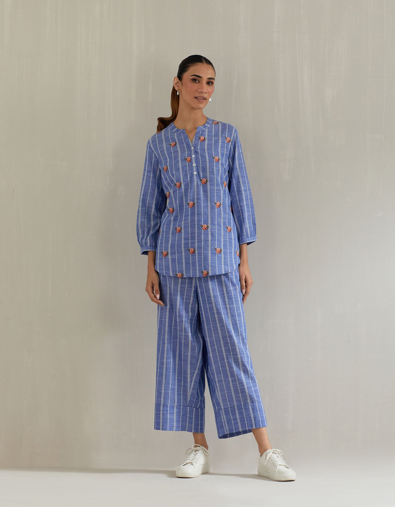 Blues and Pink Stripe Top with Pant