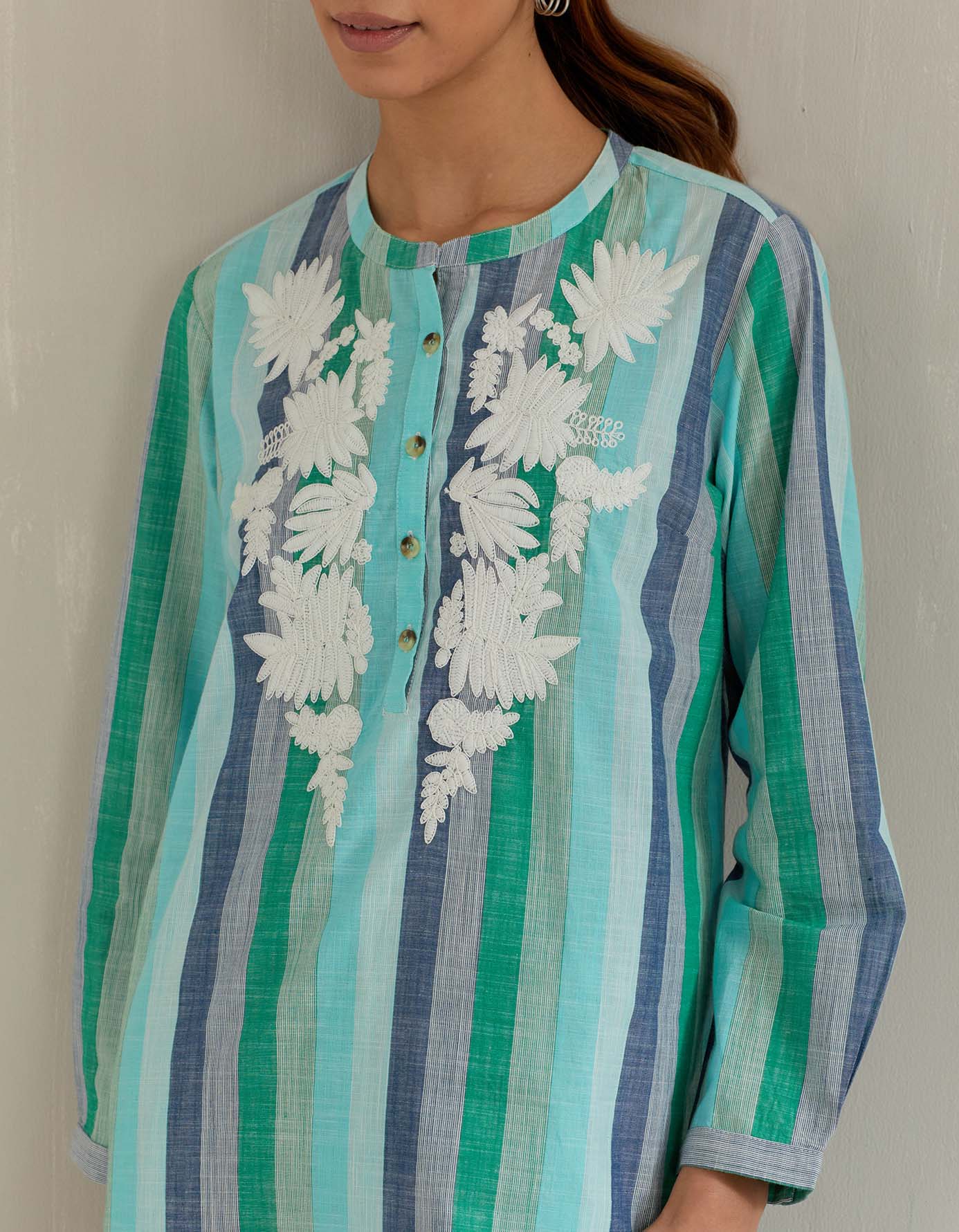 Green Stripe Tunic with Pant