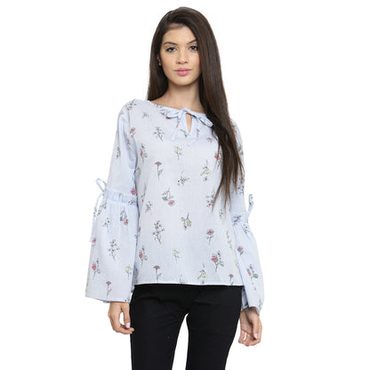 Blue printed top