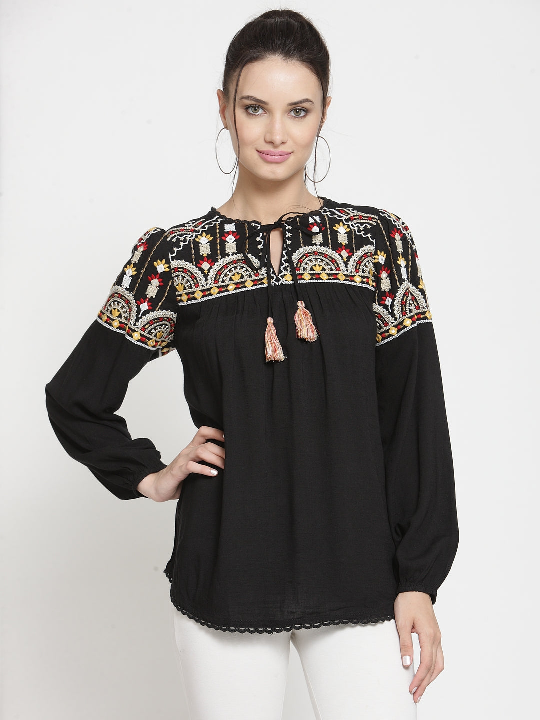 Multi embroidery top