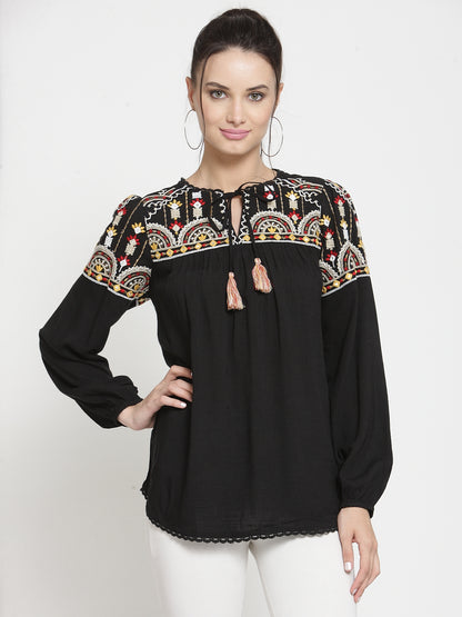 Multi embroidery top