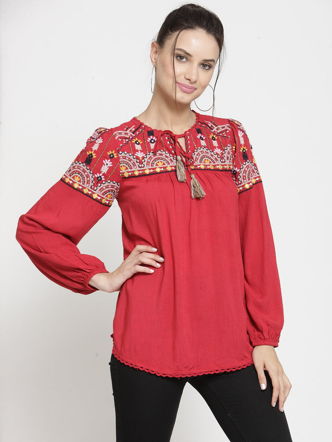 Multi embroidery top