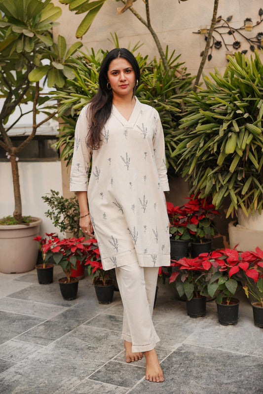 Beige embroidered Coord Set