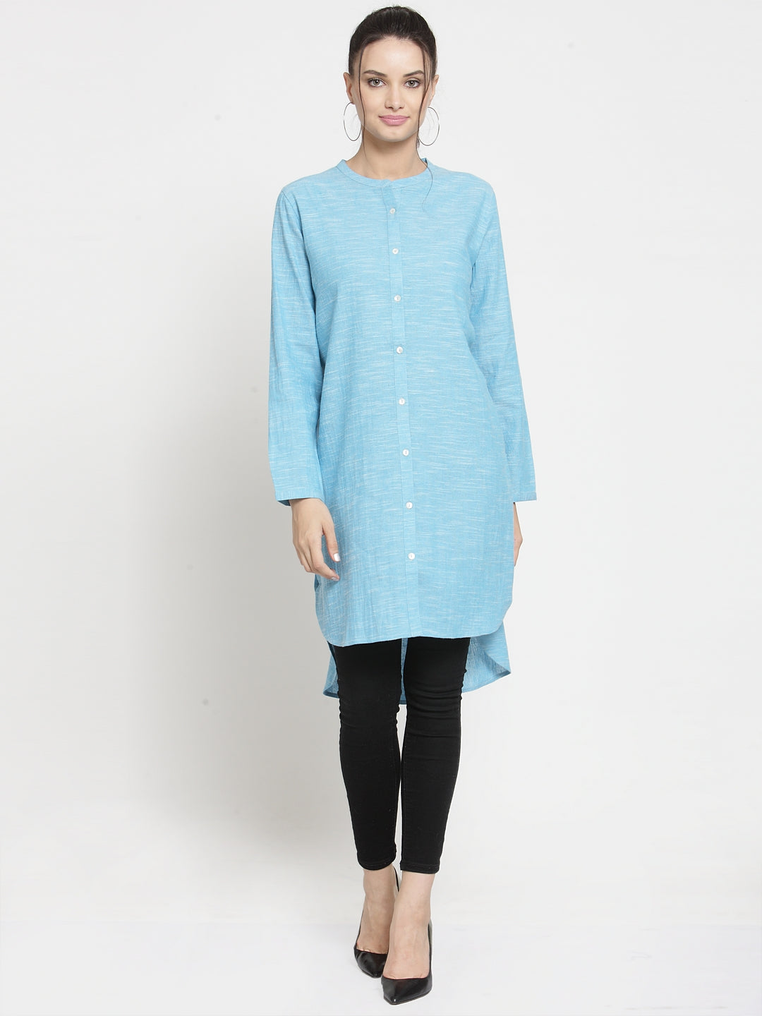 Turquoise tunic with back embroidery
