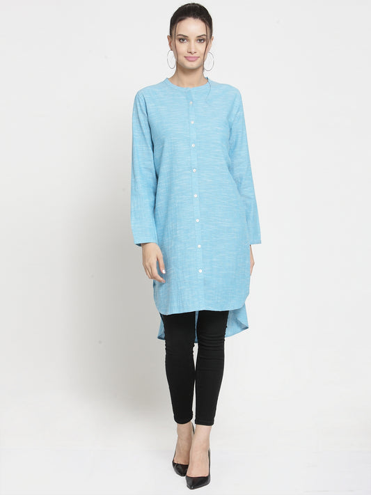 Turquoise tunic with back embroidery