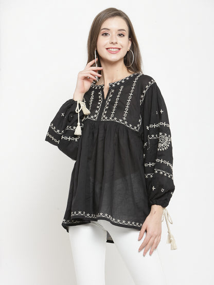 Black embroidered top