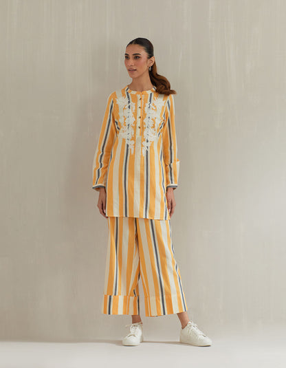 Yellow Stripe Tunic with Pant