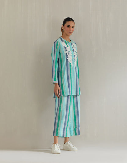 Green Stripe Tunic with Pant