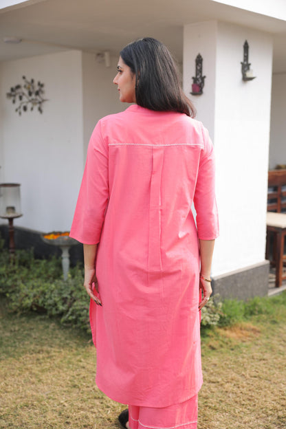 Berry Pink embroidered  Kurta Set