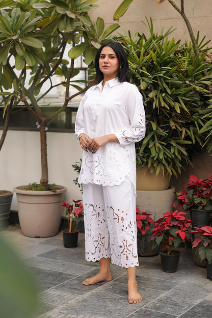 White Schiffli Co-ord Set