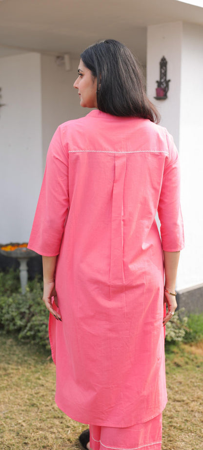 Berry Pink embroidered  Kurta