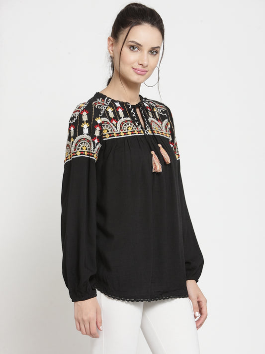 Multi embroidery top