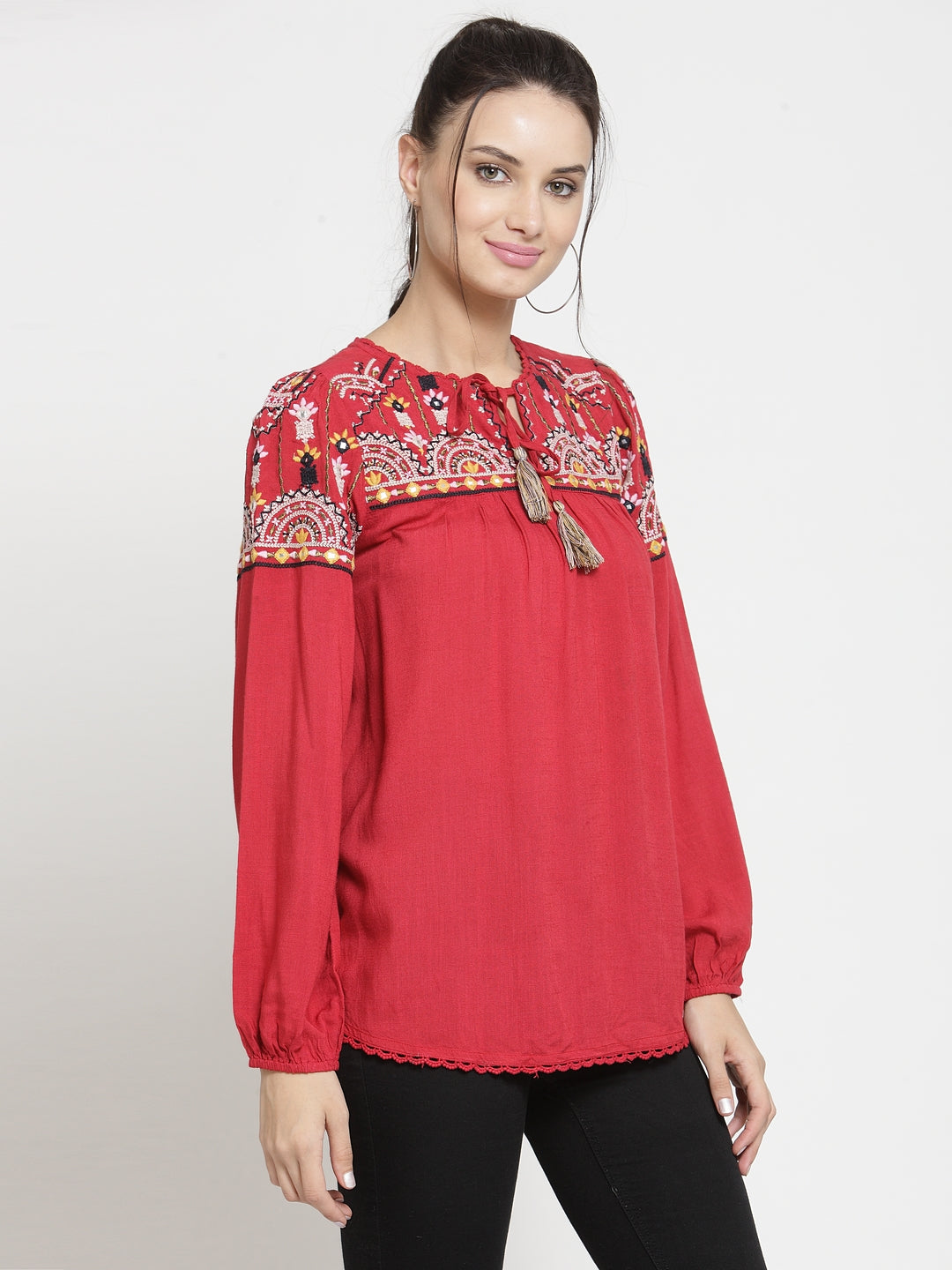 Multi embroidery top
