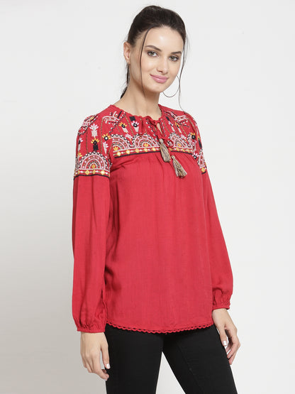 Multi embroidery top