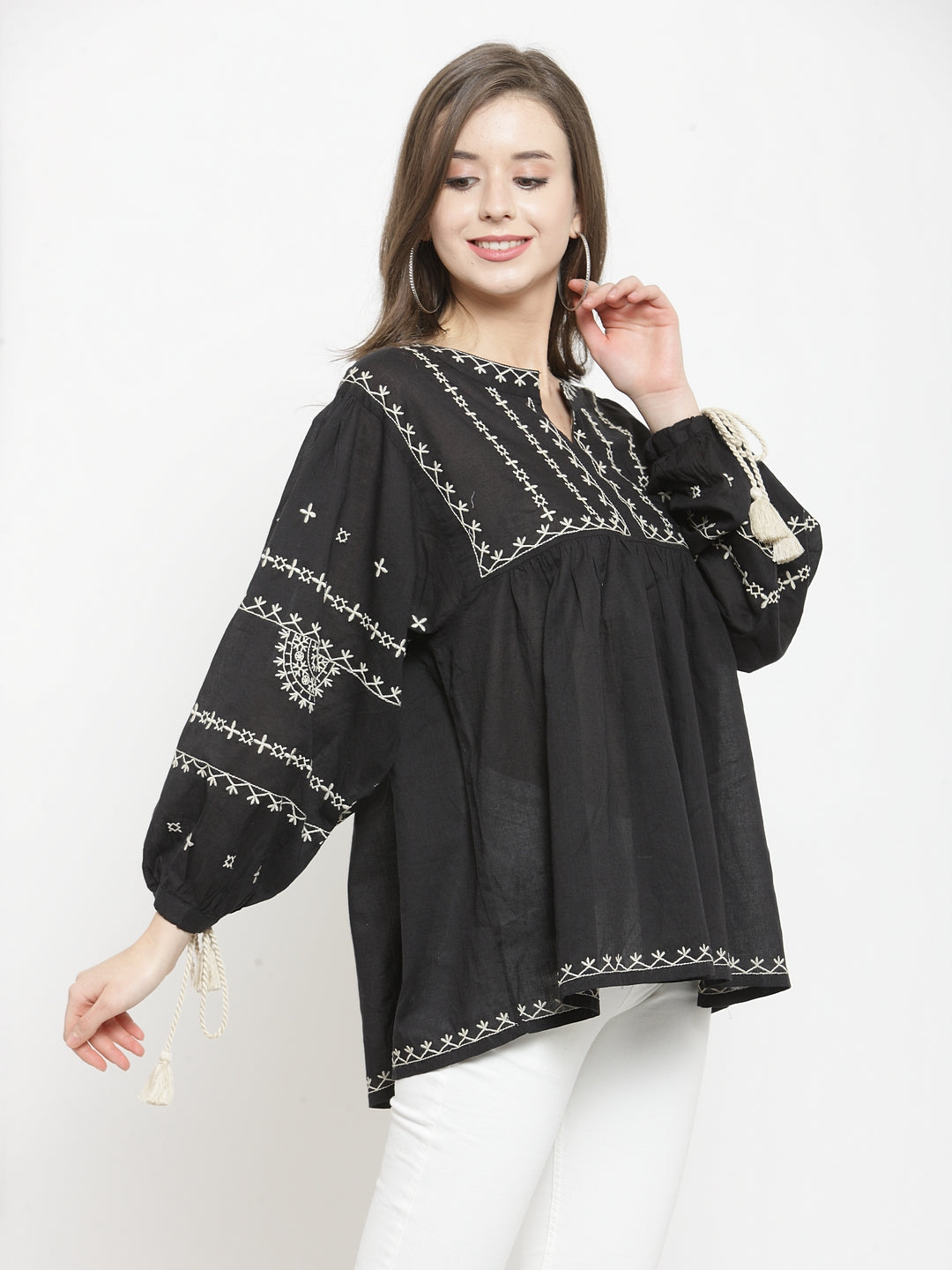 Black embroidered top