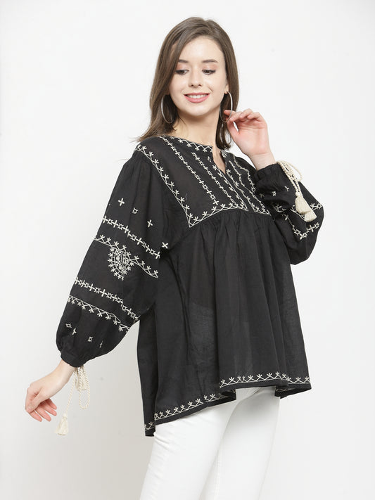 Black embroidered top