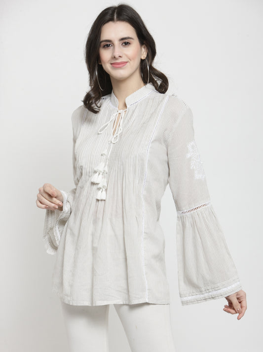 Blue embroidered top