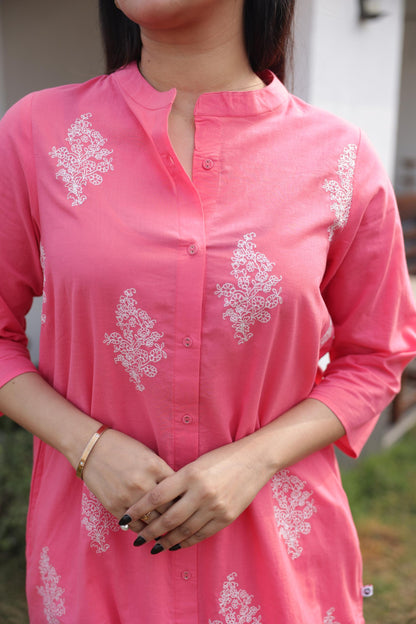 Berry Pink embroidered  Kurta