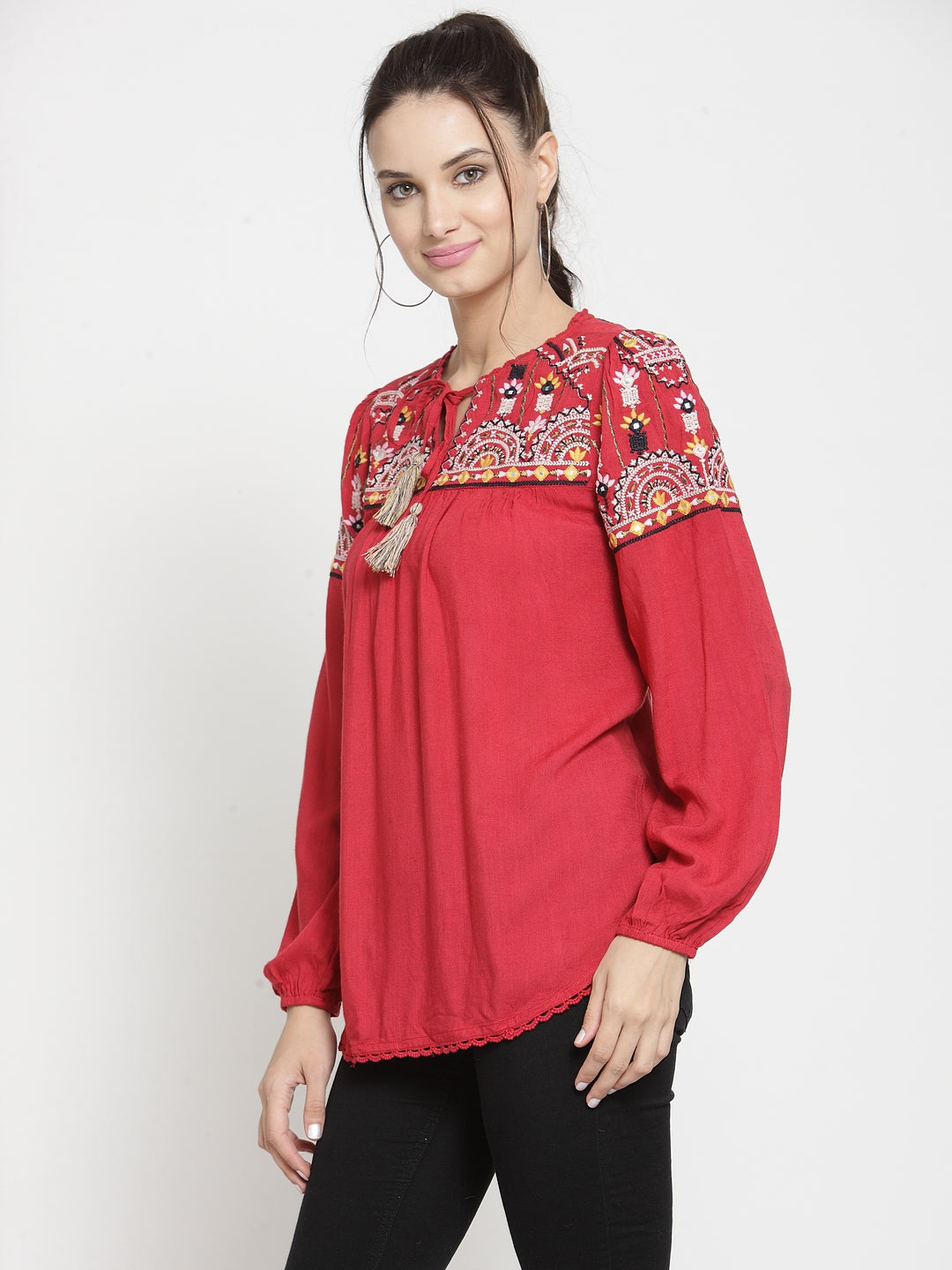Multi embroidery top
