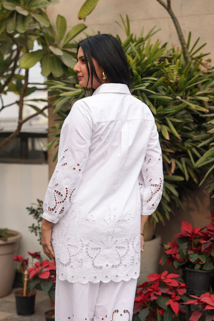 White Schiffli Co-ord Set