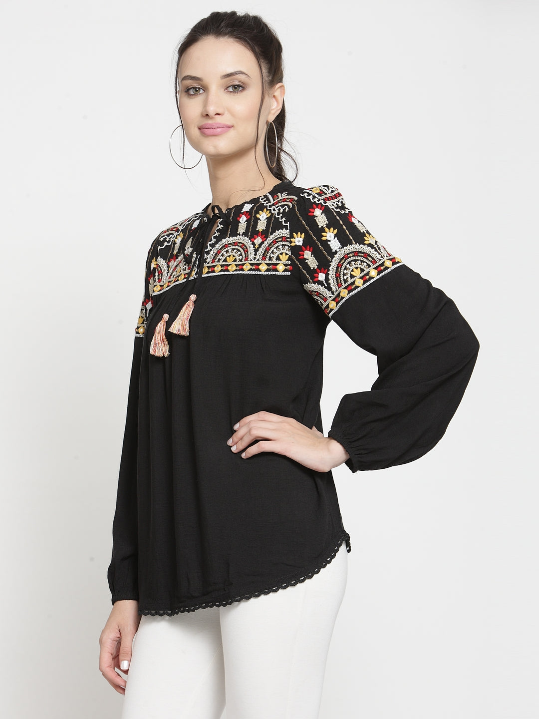 Multi embroidery top