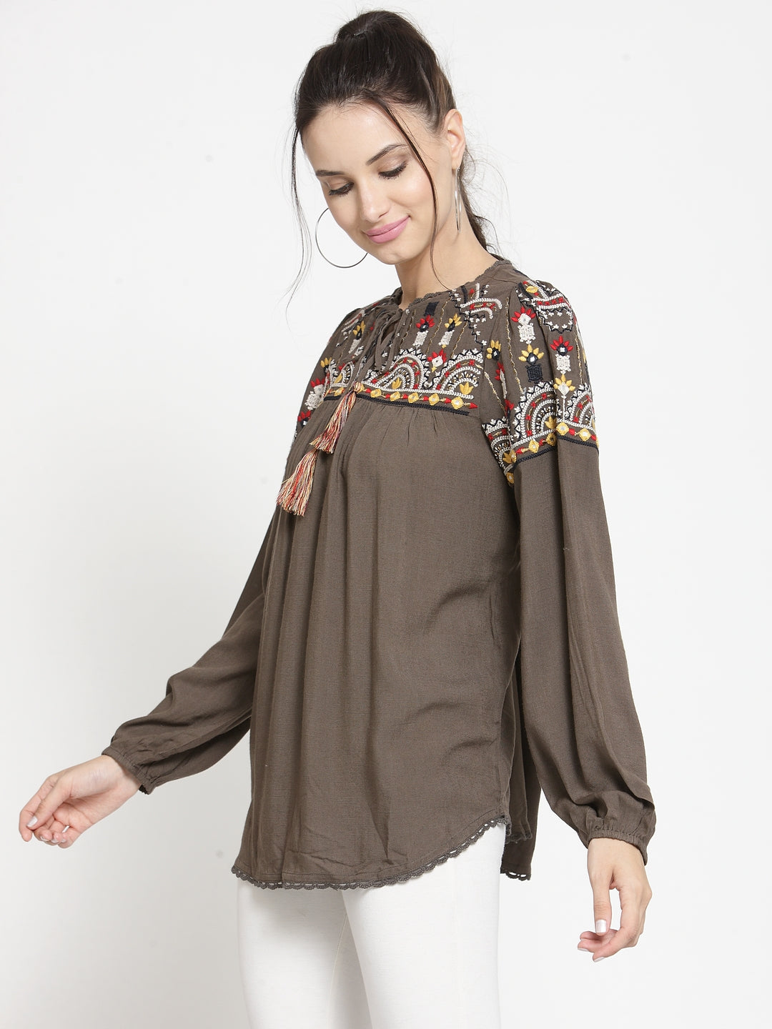 Multi embroidery top