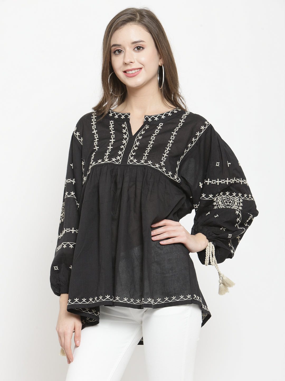 Black embroidered top