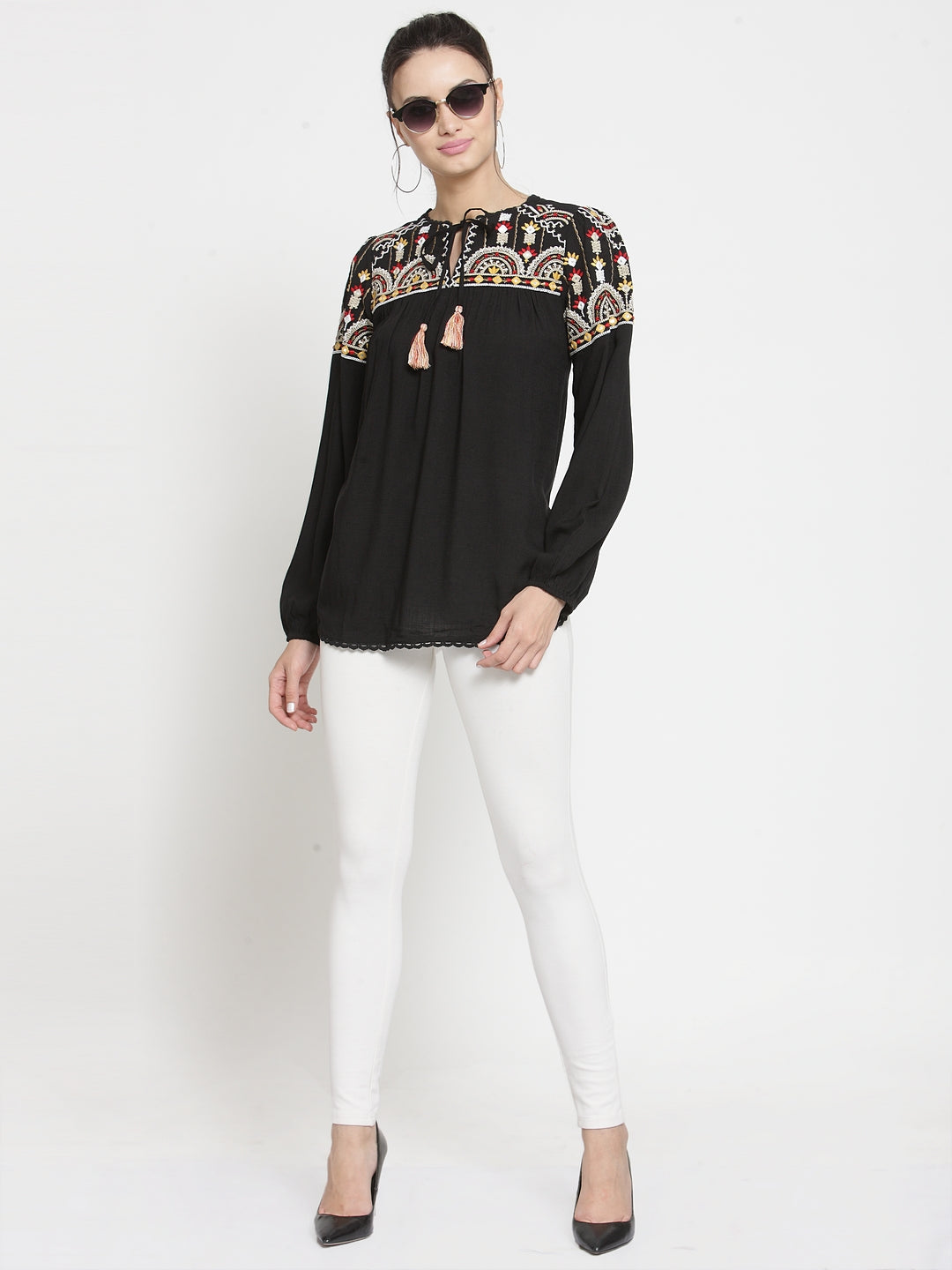 Multi embroidery top