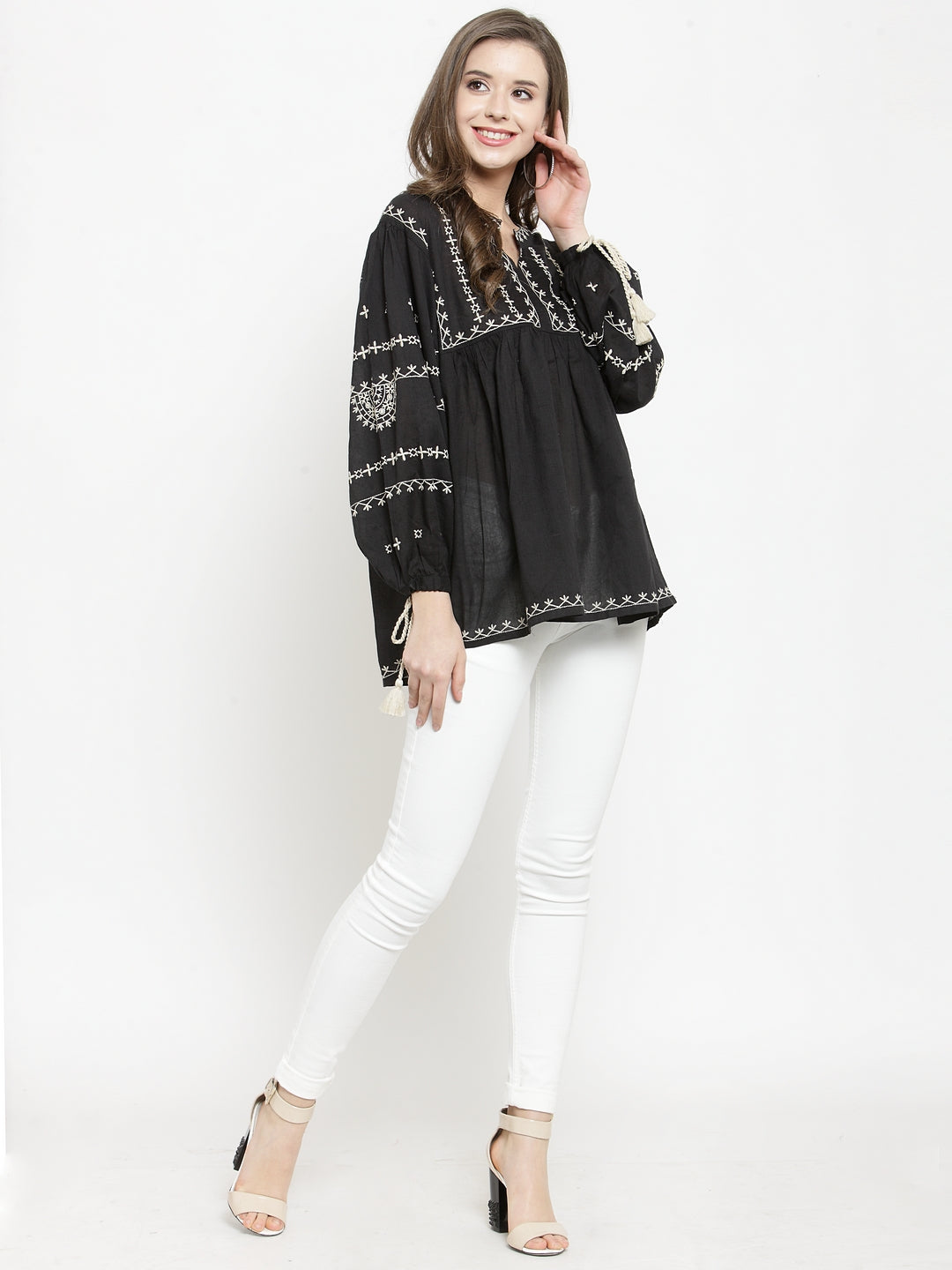 Black embroidered top