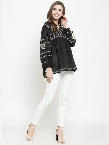 Black embroidered top