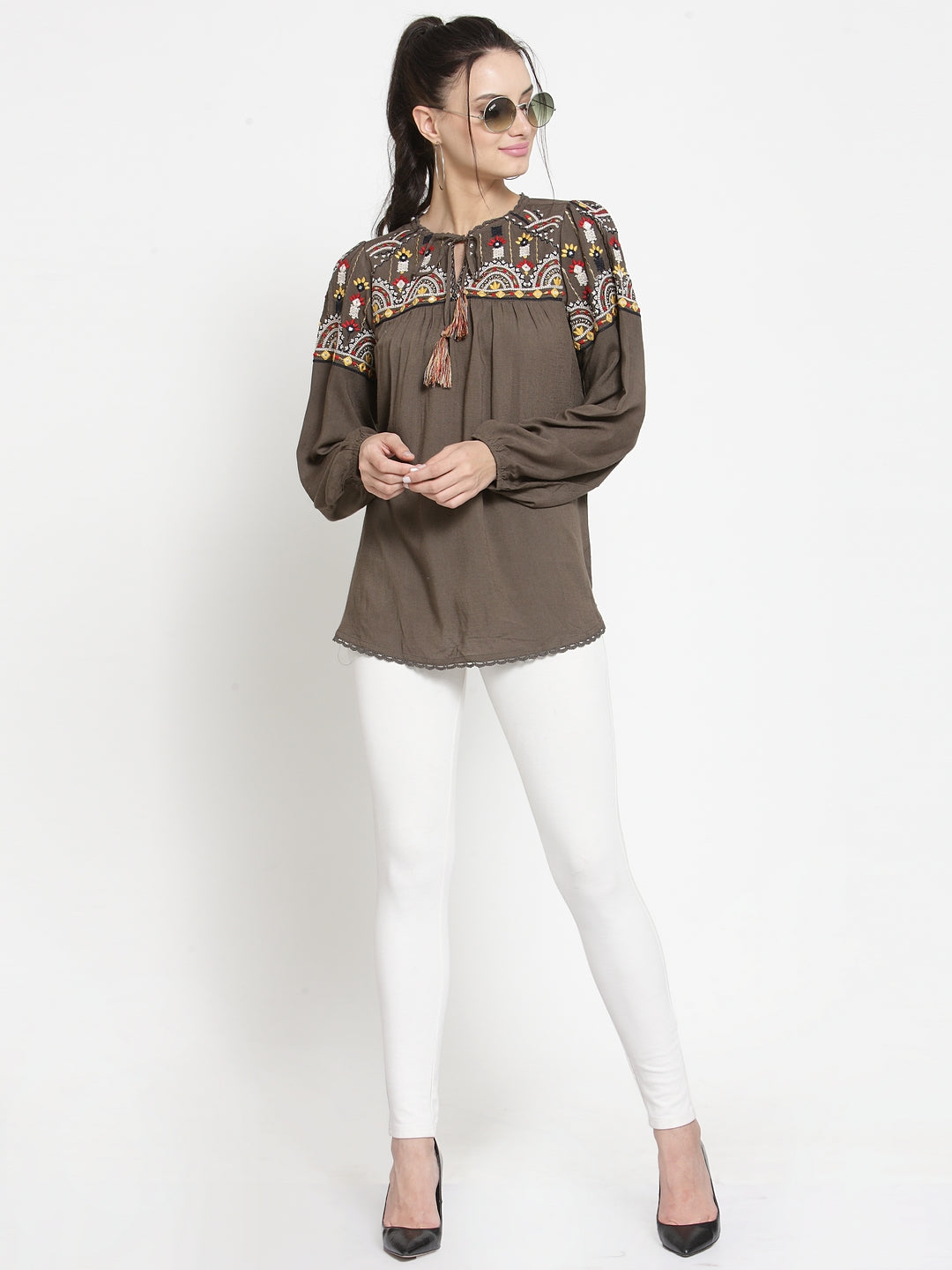 Multi embroidery top