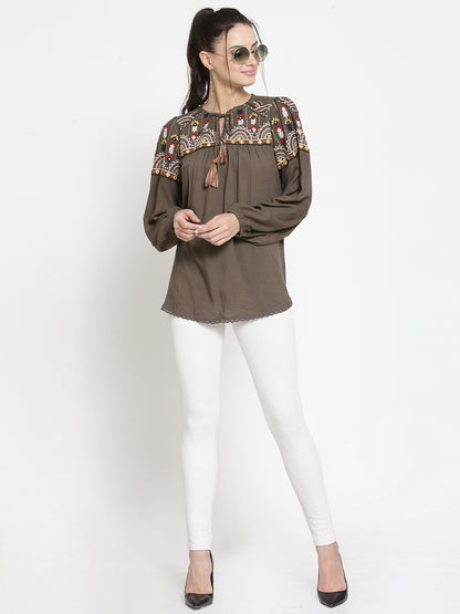 Multi embroidery top