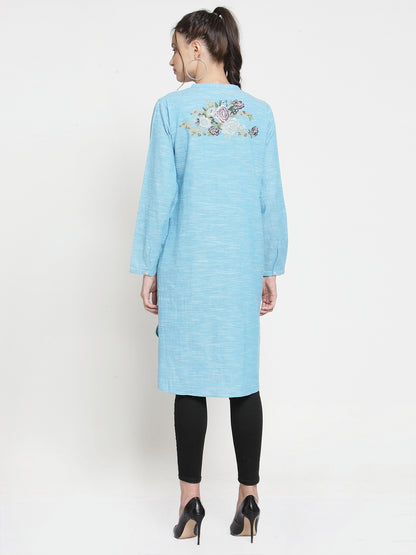 Turquoise tunic with back embroidery