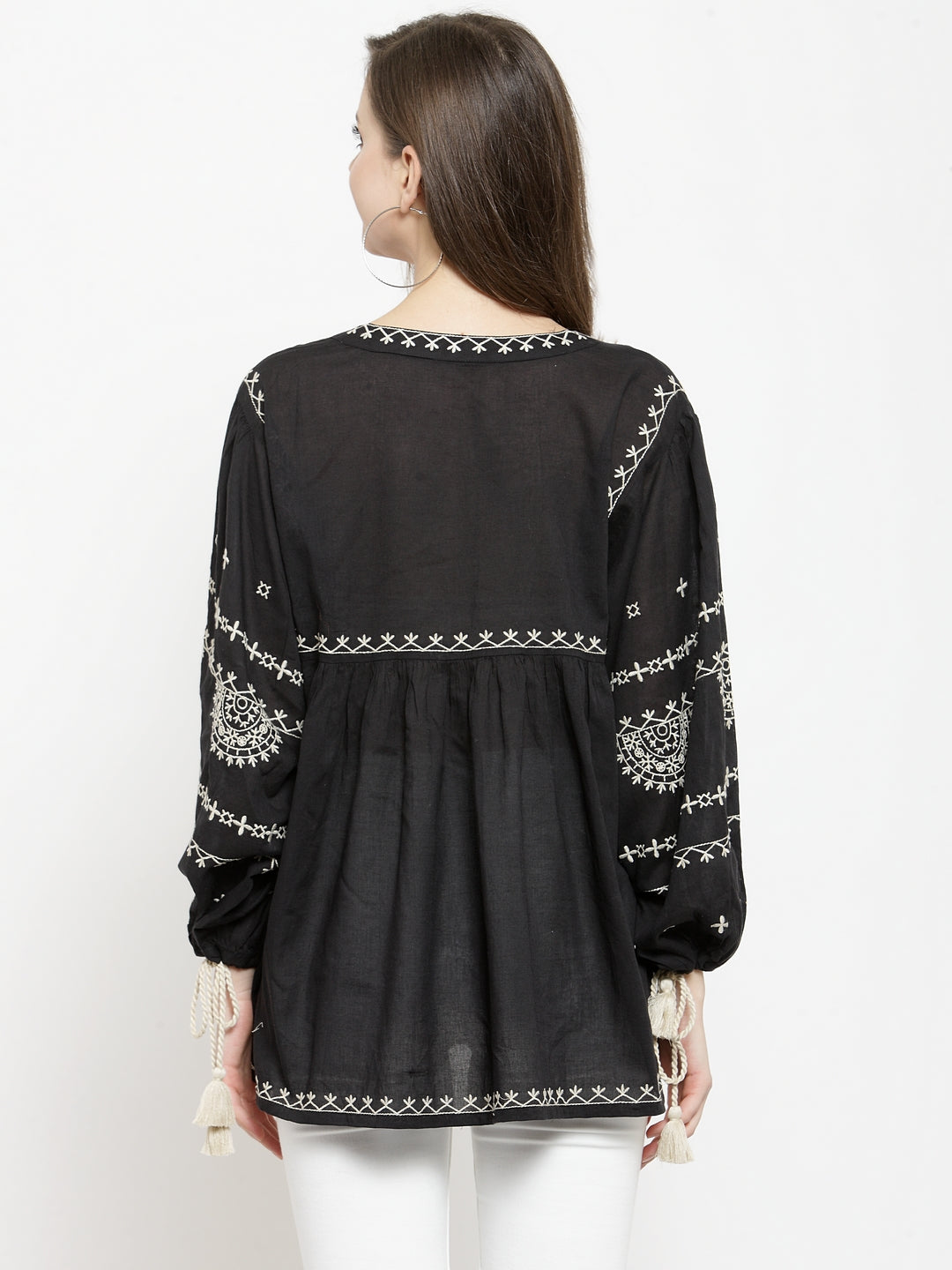 Black embroidered top