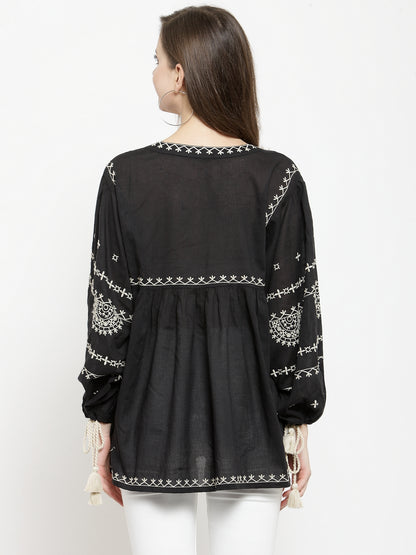 Black embroidered top