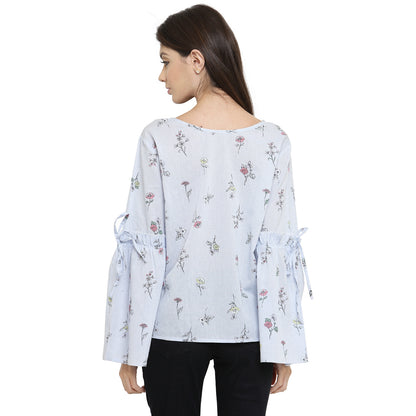 Blue printed top