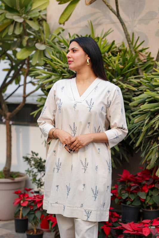 Beige embroidered Tunic