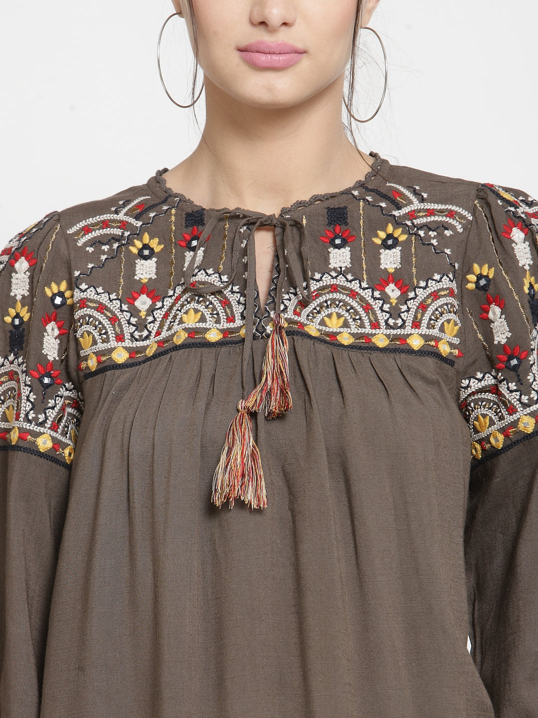 Multi embroidery top