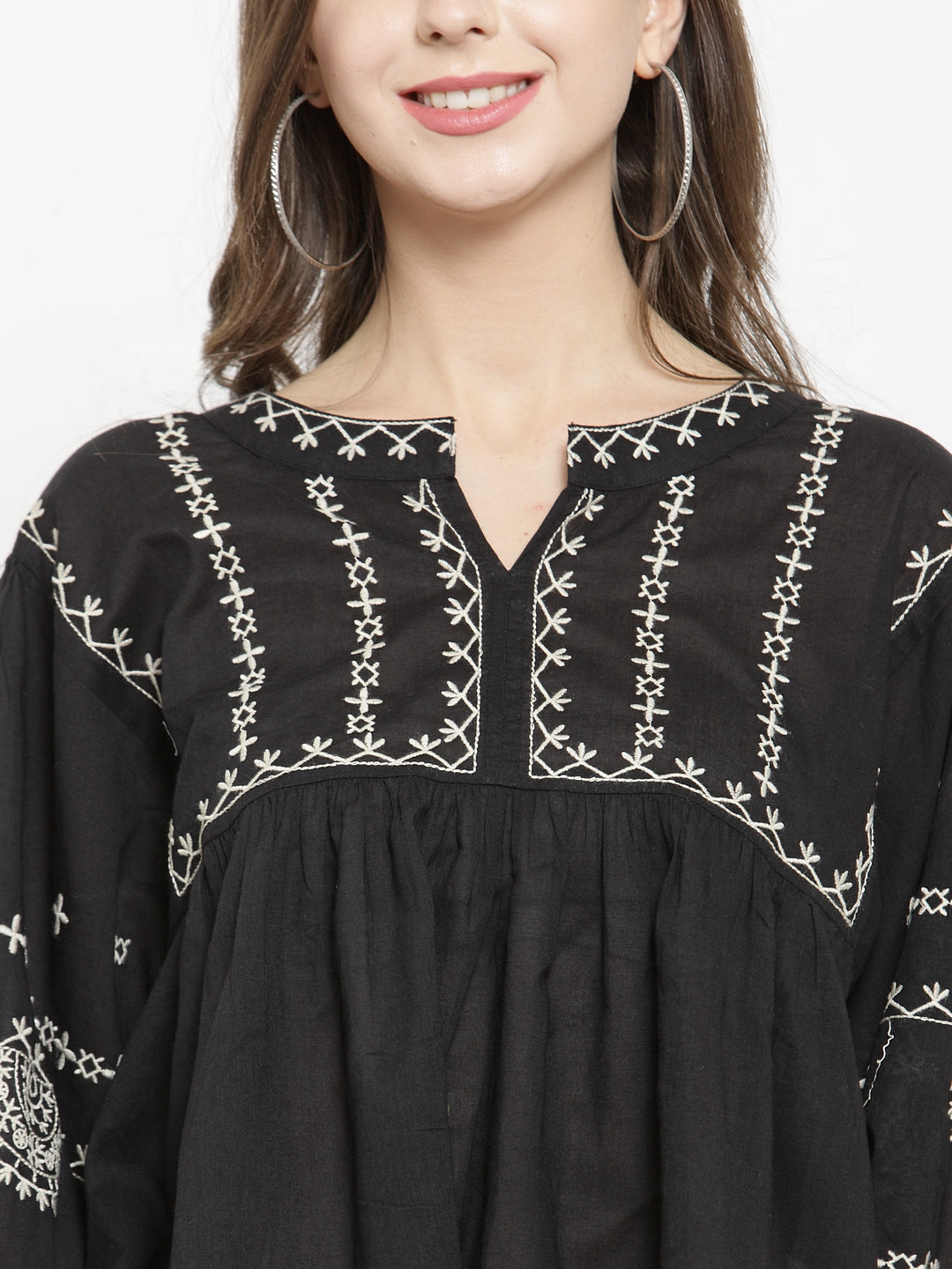 Black embroidered top