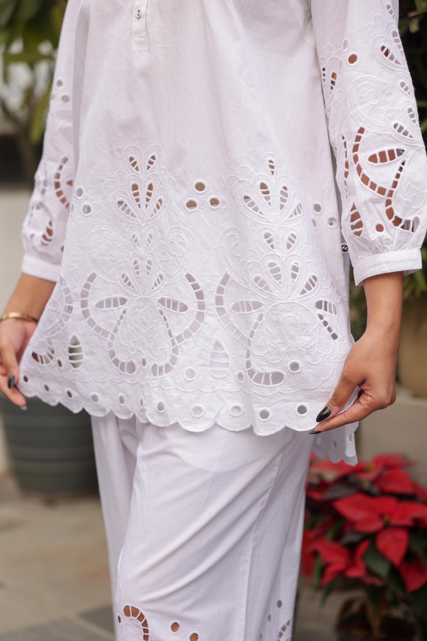 White Schiffli Co-ord Set