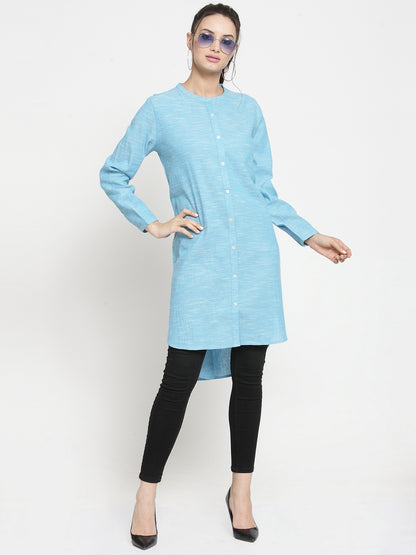 Turquoise tunic with back embroidery