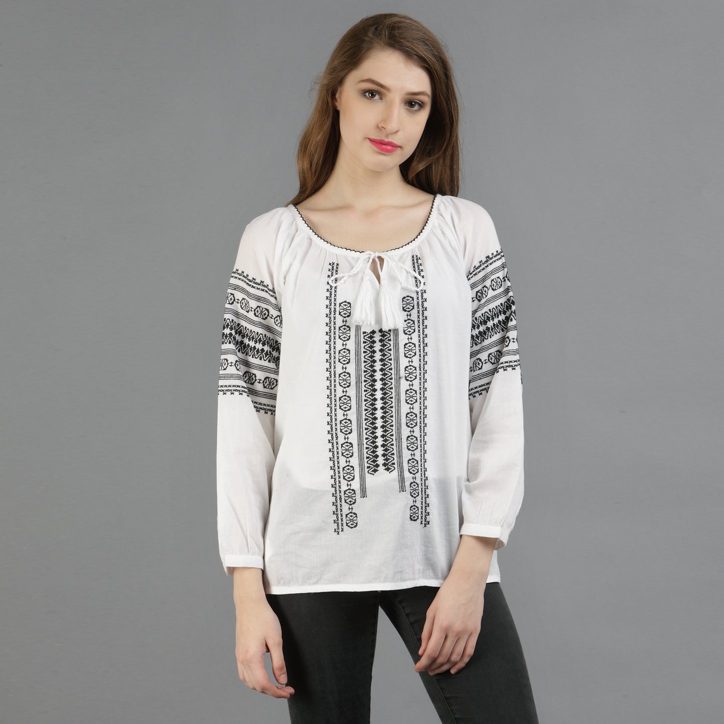 Boho embroidered top