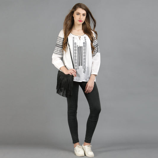 Boho embroidered top