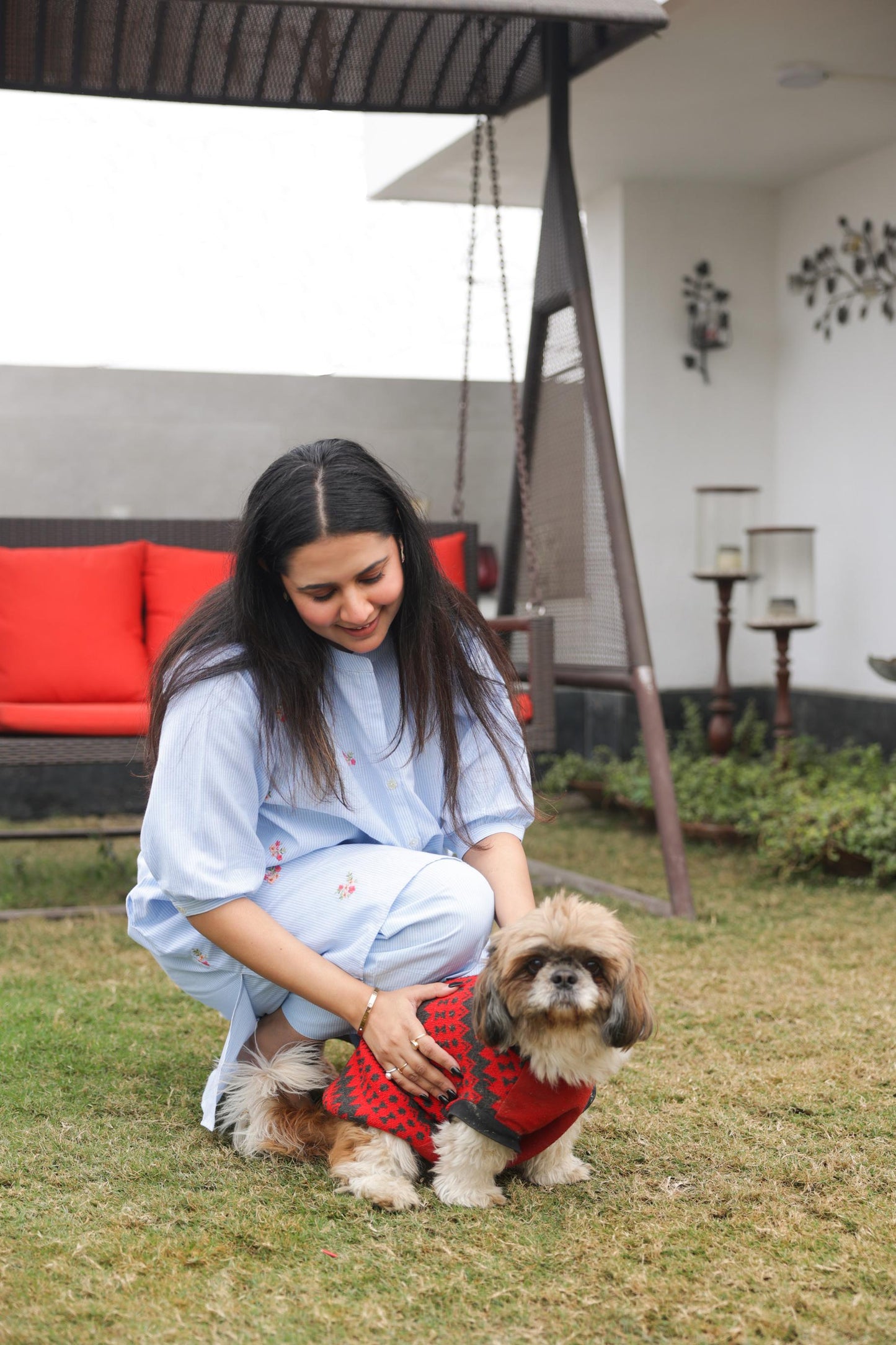 Blue Stripe Floral Co-ord Set – Soft, Elegant & Timeless