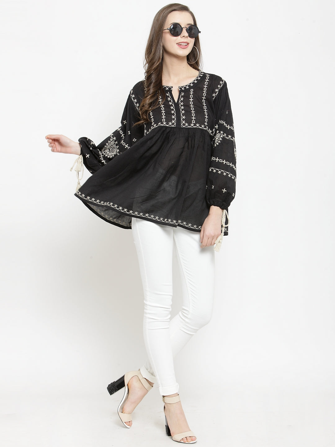 Black embroidered top
