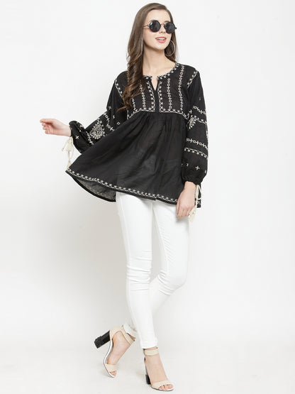 Black embroidered top