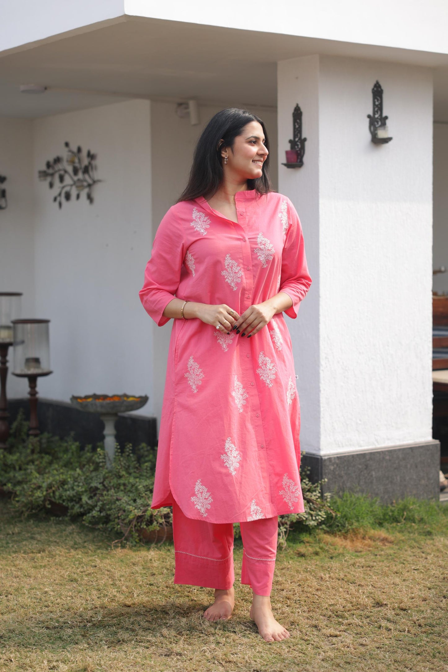 Berry Pink embroidered  Kurta Set