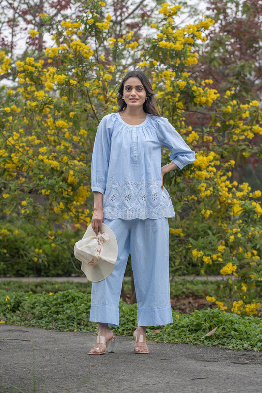 Blue stripe tonal coord set